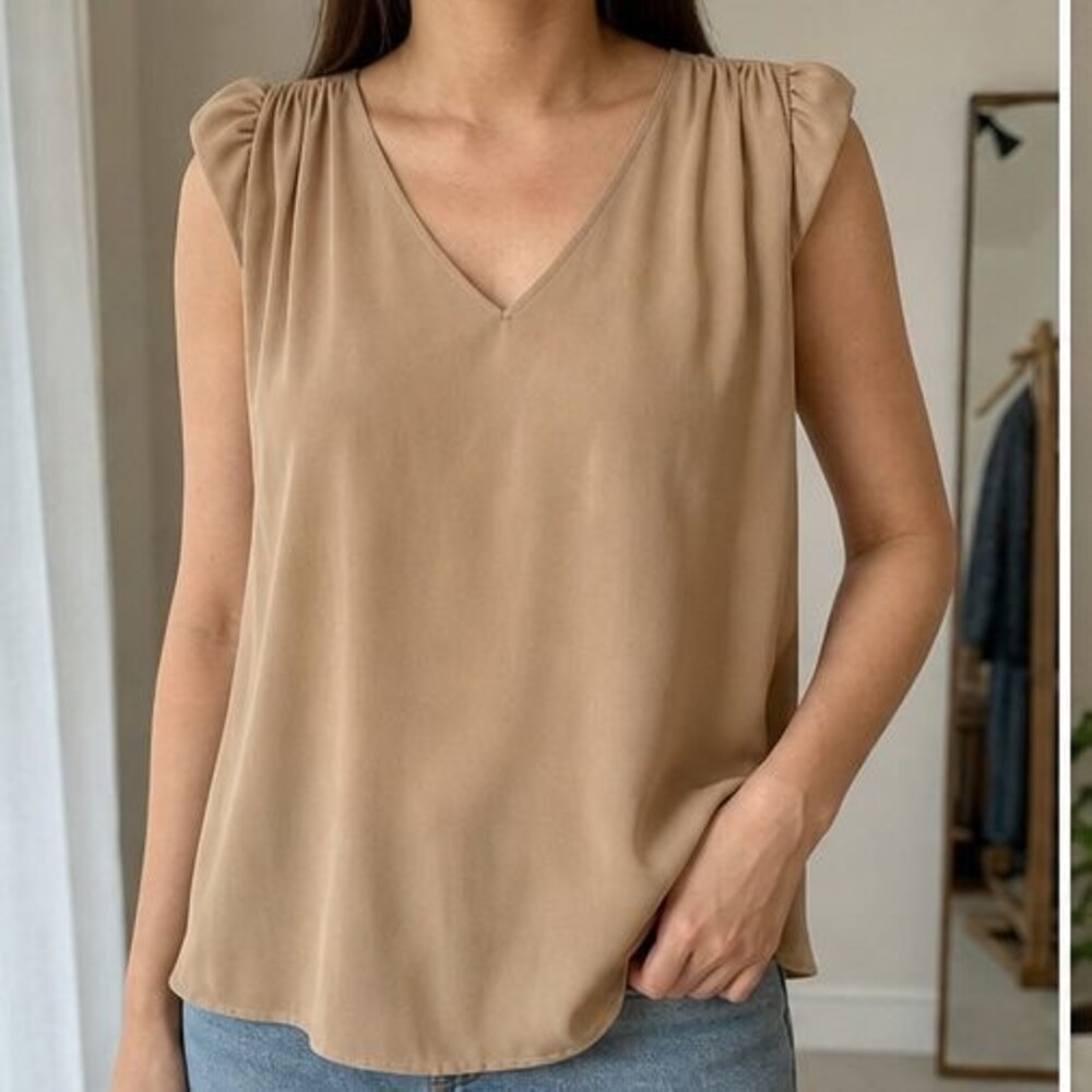 Camel Ruffle Blouse - Picture 2 of 6